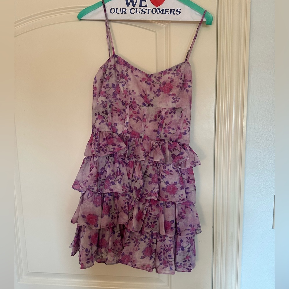 Bardot Adeli Floral Mini Dress, worn once, perfect for homecoming or a brunch!!